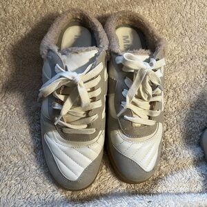 MIA Gray and White Fur-Lined Sneakers